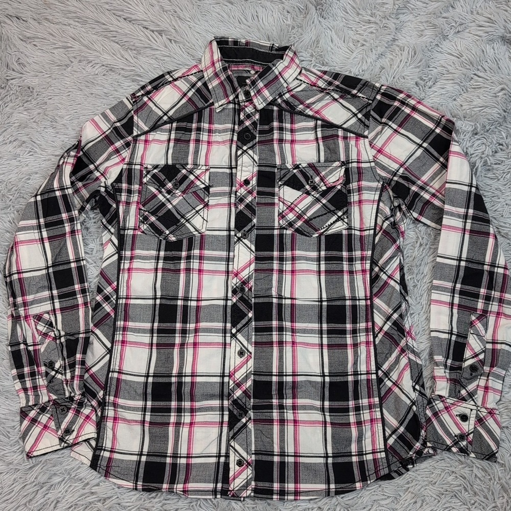 Buckle Black Shirt Mens S Button Up Chore Rancher‎ Athletic Fit Pockets Comfort